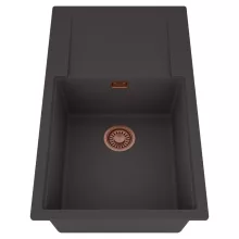 HD Onyx Antracit 86-XL egymedencés mosogatótálca, csepegtetőtálcával, matt antracit színben, szálcsiszolt réz leeresztő szifonnal