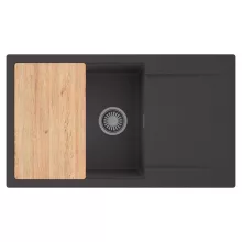 HD Onyx Antracit 86-XL egymedencés gránit mosogatótálca, vágódeszkával, matt antracit színben