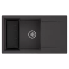 HD Onyx Antracit 86-XL egymedencés mosogatótálca szett, matt fekete csepegtetőkosárral, csepegtetőtálcával, matt antracit színben