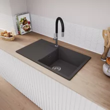 HD Onyx Antracit 86-XL egymedencés mosogatótálca, csepegtetőtálcával, matt antracit színben