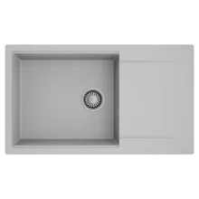 HD Onyx Grey 86-XL egymedencés mosogatótálca, csepegtetőtálcával, alpesi szürke színben, szálcsiszolt króm leeresztő szifonnal