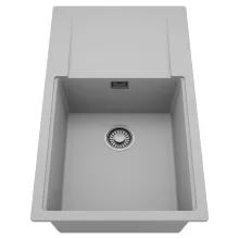 HD Onyx Grey 86-XL egymedencés mosogatótálca, csepegtetőtálcával, alpesi szürke színben, szálcsiszolt króm leeresztő szifonnal