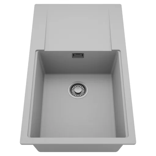 HD Onyx Grey 86-XL egymedencés mosogatótálca, csepegtetőtálcával, alpesi szürke színben, szálcsiszolt króm leeresztő szifonnal