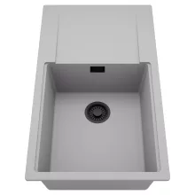 HD Onyx Grey 86-XL egymedencés mosogatótálca, csepegtetőtálcával, alpesi szürke színben, matt fekete leeresztő szifonnal