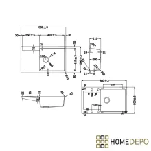 HD Onyx Tortora 86-XL egymedencés mosogatótálca szett, matt fekete csepegtetőráccsal és krómozott kosárral, csepegtetőtálcával, tortora színben, szálcsiszolt arany leeresztő szifonnal