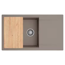 HD Onyx Tortora 86-XL egymedencés gránit mosogatótálca, vágódeszkával, tortora színben
