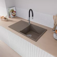 HD Onyx Tortora 86-XL egymedencés gránit mosogatótálca, vágódeszkával, tortora színben