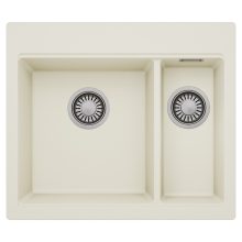 HD Aspen White 58 kétmedencés gránit mosogatótálca, tört fehér színben