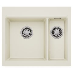   HD Aspen White 58 kétmedencés gránit mosogatótálca, tört fehér színben