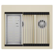 HD Aspen Beige 58 kétmedencés gránit mosogatótálca szett, acél csepegtetőráccsal és kosárral, soft bézs színben