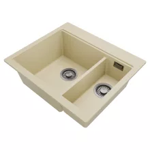 HD Aspen Beige 58 kétmedencés gránit mosogatótálca, vágódeszkával, soft bézs színben