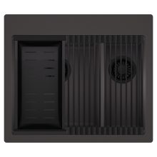 HD Aspen Antracit 58 kétmedencés gránit mosogatótálca szett, matt fekete csepegtetőráccsal és kosárral, matt antracit színben, matt fekete leeresztő szifonnal