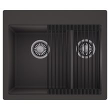 HD Aspen Antracit 58 kétmedencés gránit mosogatótálca szett, matt fekete csepegtetőráccsal, matt antracit színben