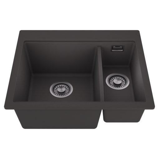 HD Aspen Antracit 58 kétmedencés gránit mosogatótálca, matt antracit színben