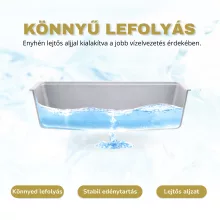 HD Aspen Grey 58 kétmedencés gránit mosogatótálca, alpesi szürke színben, matt fekete leeresztő szifonnal