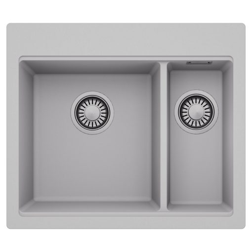 HD Aspen Grey 58 kétmedencés gránit mosogatótálca, alpesi szürke színben