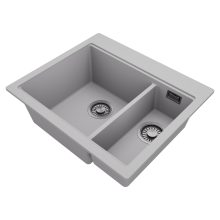 HD Aspen Grey 58 kétmedencés gránit mosogatótálca, alpesi szürke színben