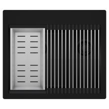 HD Aspen Black 58 kétmedencés gránit mosogatótálca szett, acél csepegtetőráccsal és kosárral, matt fekete színben, matt fekete leeresztő szifonnal