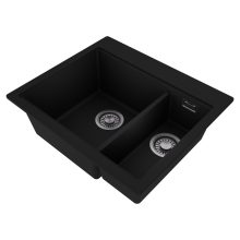 HD Aspen Black 58 kétmedencés gránit mosogatótálca, vágódeszkával, matt fekete színben