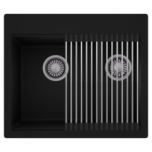 HD Aspen Black 58 kétmedencés gránit mosogatótálca szett, acél csepegtetőráccsal, matt fekete színben