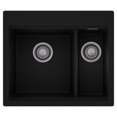   HD Aspen Black 58 kétmedencés gránit mosogatótálca, matt fekete színben