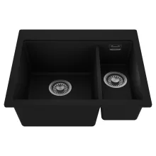 HD Aspen Black 58 kétmedencés gránit mosogatótálca, matt fekete színben