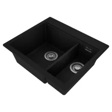 HD Aspen Black 58 kétmedencés gránit mosogatótálca, matt fekete színben