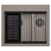 HD Aspen Tortora 58 kétmedencés gránit mosogatótálca szett, acél csepegtetőráccsal és matt fekete kosárral, tortora színben, matt fekete leeresztő szifonnal