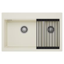 HD Aspen White 78 kétmedencés gránit mosogatótálca szett, matt fekete csepegtetőráccsal, tört fehér színben