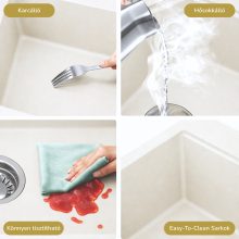 HD Aspen White 78 kétmedencés gránit mosogatótálca, tört fehér színben