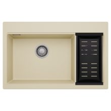 HD Aspen Beige 78 kétmedencés gránit mosogatótálca szett, matt fekete csepegtetőkosárral, soft bézs színben, szálcsiszolt króm leeresztő szifonnal