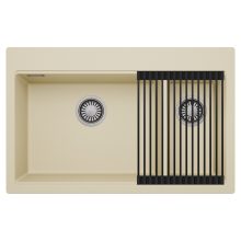 HD Aspen Beige 78 kétmedencés gránit mosogatótálca szett, matt fekete csepegtetőráccsal, soft bézs színben