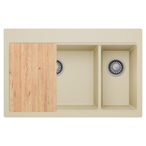 HD Aspen Beige 78 kétmedencés gránit mosogatótálca, vágódeszkával, soft bézs színben