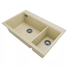 HD Aspen Beige 78 kétmedencés gránit mosogatótálca, vágódeszkával, soft bézs színben