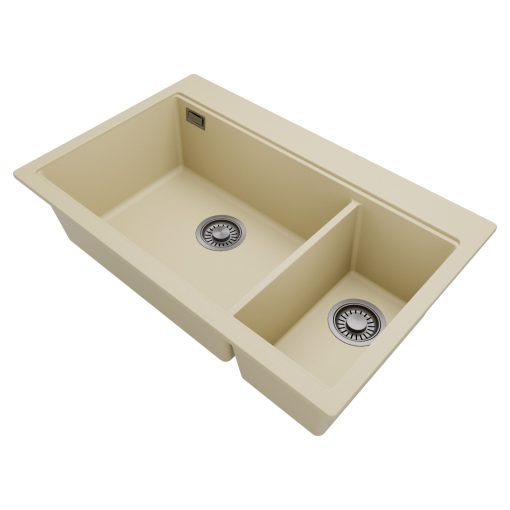 HD Aspen Beige 78 kétmedencés gránit mosogatótálca, vágódeszkával, soft bézs színben