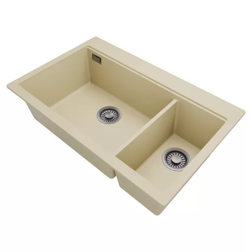 HD Aspen Beige 78 kétmedencés gránit mosogatótálca, vágódeszkával, soft bézs színben