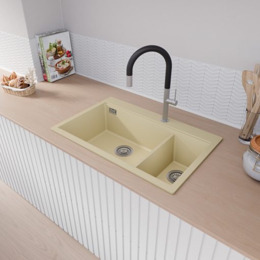 HD Aspen Beige 78 kétmedencés gránit mosogatótálca, soft bézs színben