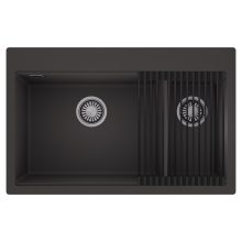 HD Aspen Antracit 78 kétmedencés gránit mosogatótálca szett, matt fekete csepegtetőráccsal, matt antracit színben, szálcsiszolt króm leeresztő szifonnal