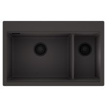 HD Aspen Antracit 78 kétmedencés gránit mosogatótálca, matt antracit színben, matt fekete leeresztő szifonnal