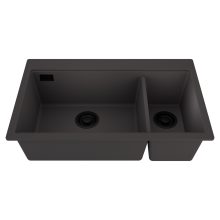 HD Aspen Antracit 78 kétmedencés gránit mosogatótálca, matt antracit színben, matt fekete leeresztő szifonnal