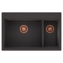 HD Aspen Antracit 78 kétmedencés gránit mosogatótálca, matt antracit színben, szálcsiszolt réz leeresztő szifonnal