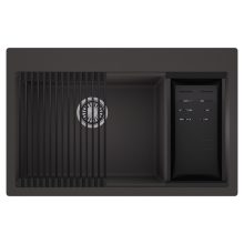 HD Aspen Antracit 78 kétmedencés gránit mosogatótálca szett, matt fekete csepegtetőráccsal és kosárral, matt antracit színben