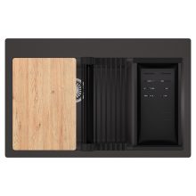 HD Aspen Antracit 78 kétmedencés gránit mosogatótálca szett, vágódeszkával, matt fekete csepegtetőráccsal és kosárral, matt antracit színben