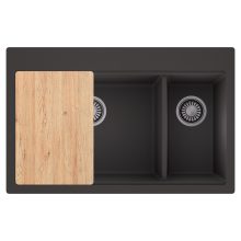 HD Aspen Antracit 78 kétmedencés gránit mosogatótálca, vágódeszkával, matt antracit színben