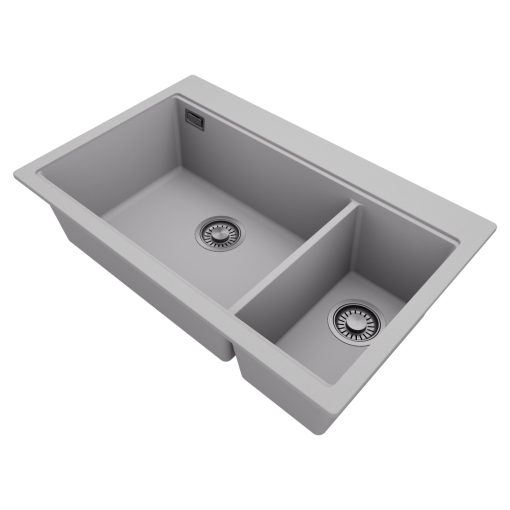 HD Aspen Grey 78 kétmedencés gránit mosogatótálca, vágódeszkával, alpesi szürke színben