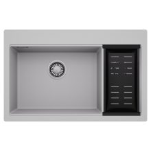 HD Aspen Grey 78 kétmedencés gránit mosogatótálca szett, matt fekete csepegtetőkosárral, alpesi szürke színben