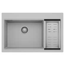 HD Aspen Grey 78 kétmedencés gránit mosogatótálca szett, acél csepegtetőkosárral, alpesi szürke színben