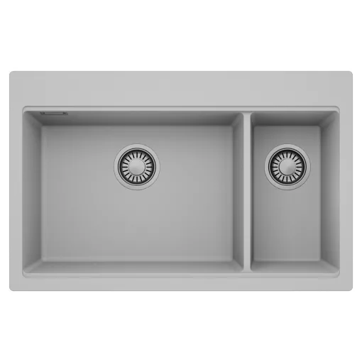 HD Aspen Grey 78 kétmedencés gránit mosogatótálca, alpesi szürke színben
