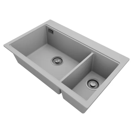 HD Aspen Grey 78 kétmedencés gránit mosogatótálca, alpesi szürke színben