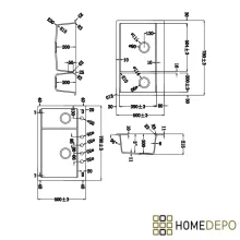 HD Aspen Black 78 kétmedencés gránit mosogatótálca szett, vágódeszkával, matt fekete csepegtetőráccsal és kosárral, matt fekete színben, szálcsiszolt króm leeresztő szifonnal